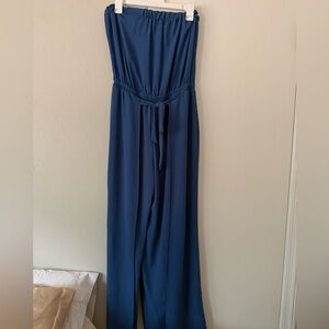 Strapless Jumpsuit with long leg slits
